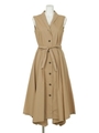 【Sov.】タイプライターイレギュラーヘムドレス/ベージュ