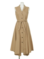 【Sov.】タイプライターイレギュラーヘムドレス/ベージュ