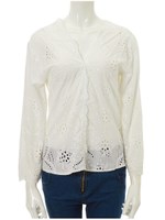 コットンレース刺繍ブラウス/ホワイト