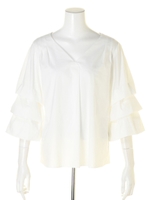 ティアードスリーブブラウス(ホワイト)/白