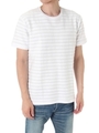 【AZUL by moussy】ヘリンボンボーダークルーネック半袖プルオーバー/WHT