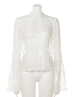 FOIL LACEブラウス/WHITE*SILVER