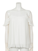 プリーツオフショルTOP/WHT