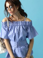 ベルトツキオフショルBL/オフホワイト