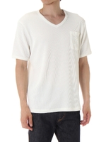 【AZUL by moussy】DRY MIX ワッフルVネック半袖TEE/WHT