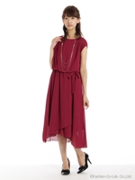 ジョーゼットイレギュラーヘムドレス/ワイン