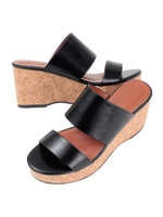 ダブルストラップウェッジサンダル/ブラック