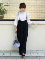 ハイウエストワイドキャミサロペット/ブラック