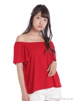 フレアスリーブトップス/レッド