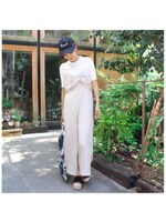 フロントツイストキャミオールインワン/ベージュ