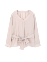 ベルテッドブラウス/ピンクベージュ1(041)