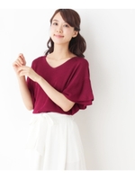 片畦フレアースリーブニット/ボルドー(064)