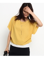 【洗える】[S]シルキーシフォンコンパクトブラウス/ネイビー(093)