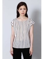 エステルストライプブラウス/ネイビーXボルドーストライプ1(121)