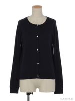 カシミア混ビジュー釦カーディガン/パープル