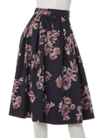 ダリア柄タックフレアースカート/オフホワイト