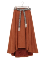 ベルト付きタックロングスカート/ブラック