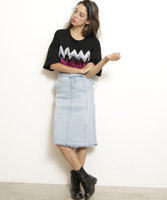 ベルト付きデニムスカート