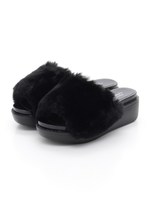 ファーウェッジサンダル/オフホワイト