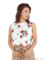 ドビーフラワープリントブラウス/オフホワイト