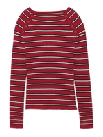 マルチボーダーニットトップス/WINE