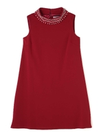 《Lou Lou Fee》衿ビジュー付Aラインワンピース/ボルドー(070)