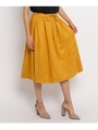 【洗える】フェイクスウェードフレアスカート/マスタード(033)