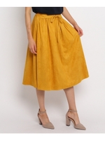 【洗える】フェイクスウェードフレアスカート/マスタード(033)