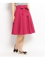 ベルト付タックスカート/ワインレッド(063)
