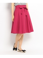 ベルト付タックスカート/ワインレッド(063)