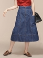 Aラインポケットデニムスカート/インディゴ