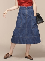 Aラインポケットデニムスカート/インディゴ