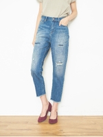 USA COTTONデニムパンツ(ダメージ加工)/ライトインディゴ