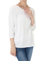 【AZUL by moussy】オーガニックコットン2WAYドルマン7分袖プルオーバー/O/WHT