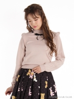 はしごリボン肩フリルプルオーバー/ブラック