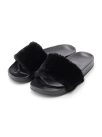 ファーサンダル/クロ