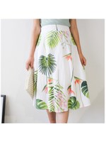ボタニカル柄フレアスカート/ホワイト