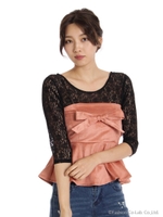 レースインナー付ピーチベアトップ/ピンク