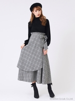 チェックレイヤードスカート/ブラウン