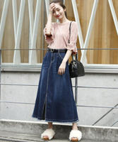 デニムAラインロングスカート