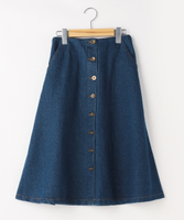 デニム前ボタンＡラインスカート