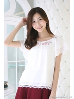 刺しゅうフリル袖BL　2/オフ