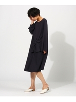 【洗える】ジョーゼット結びワンピース/ネイビー(093)