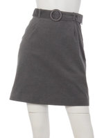 バックルベルト付きタイトミニスカート/ベージュ