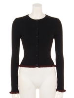 ラメ入り裾フリルリブカーディガン/MST