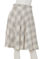 フラワー刺繍チェックSK/アイボリー