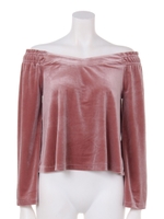 ベロアオフショルTOPS/ベージュ