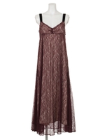 ベロアリボン×レースキャミOP/ローズ