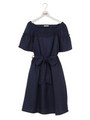オフショルレースモチーフワンピ/ネイビー
