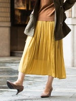 カッセンサテンギャザースカート/グレー